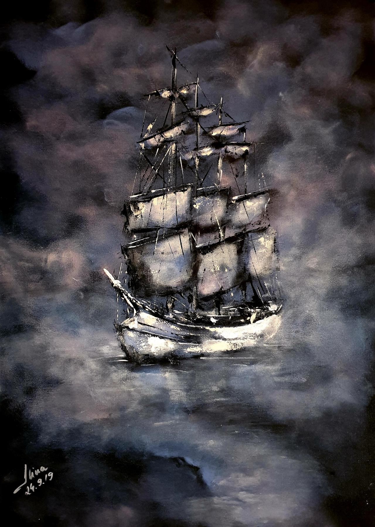 ArteDiAlina.com painting: sailing in a cloud